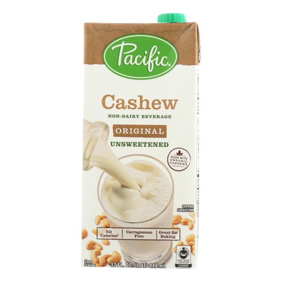 Pacific Natural Foods Cashew Beverage - Organic - Unsweetened- Case Of 6 - 32 Fl Ozidx HG2100956